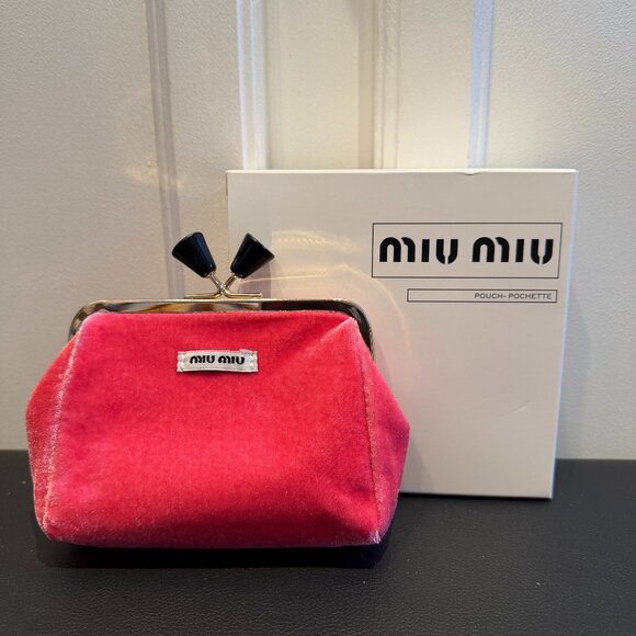MIU MIU Limited Edition Coin Purse, Accessory Pouch Hot Pink and Gold, NIB - Picture 1 of 4